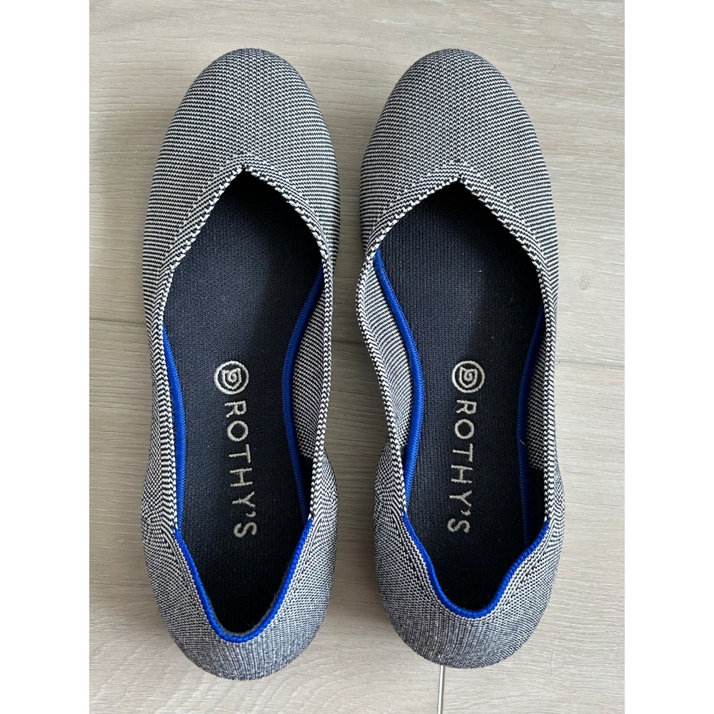 Rothy's ballet flat Cloud Gray Birdseye round toe 10.5 minimalist casual comfort - Picture 4 of 7